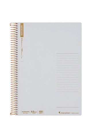 Notebook with spiral binding on a white background