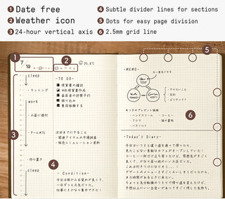 Midori Hibino A6 Two-Page-A-Day Free Diary