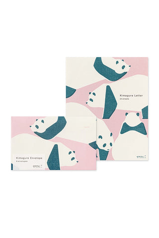 Envelope and letter pad with panda illustration on a white background