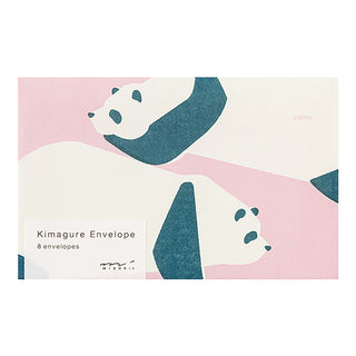 Panda-themed envelope set with pink and blue design on a white background