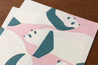 Panda bear paper pattern on a pink background