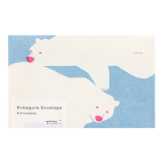 Set of envelopes with polar bear illustrations on a blue background