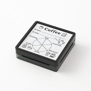 Coffee flavor profile stamp on a white background