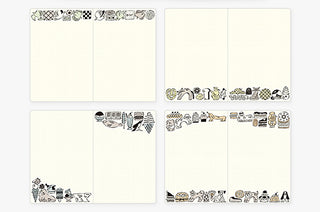 B6 dot grid notebook pages with dotted grids and decorative animal-sweets borders