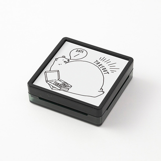 Takeout paintable block stamp with outline design inside black base