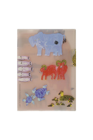 Folder with animal illustrations on a beige background