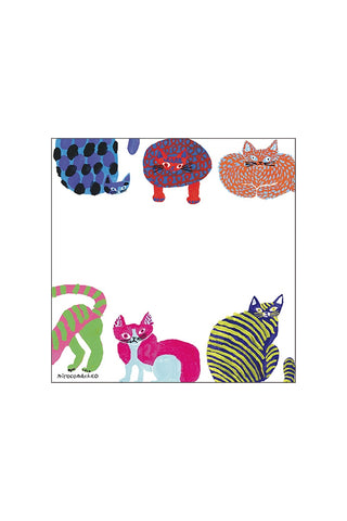 Colorful cat illustrations on a white background