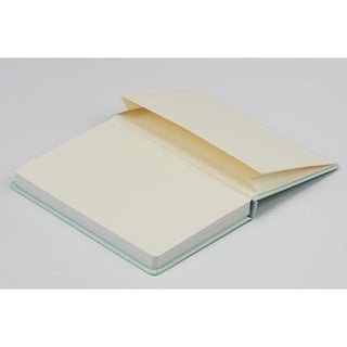 Mint green hard cover notebook, dot grid pages, open with ribbon bookmark