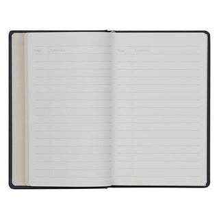 Open hard cover dot grid notebook with blank pages