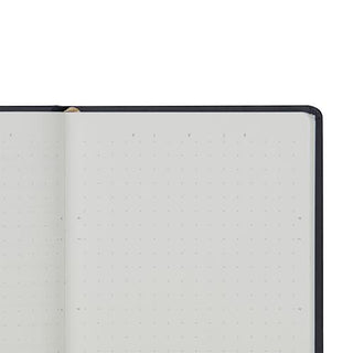 Close-up of blank dot grid notebook pages