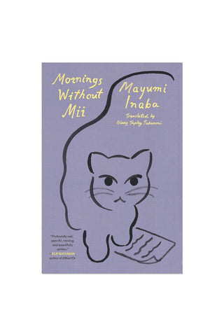 Purple book cover with cat line art and title text, centered illustration.