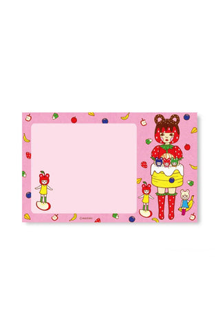 Naoshi pancake bear character notepad with pink pages and colorful cartoon border