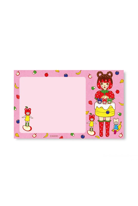 Naoshi pancake bear character notepad with pink pages and colorful cartoon border