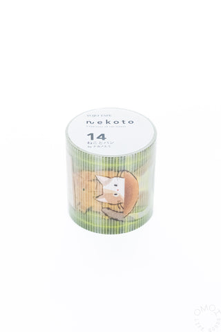 Roll of washi tape with a cat design on a white background