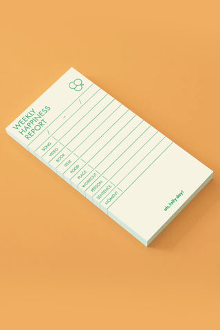 Weekly happiness report memo pad where you can record your favorite song, video, book, etc of the week