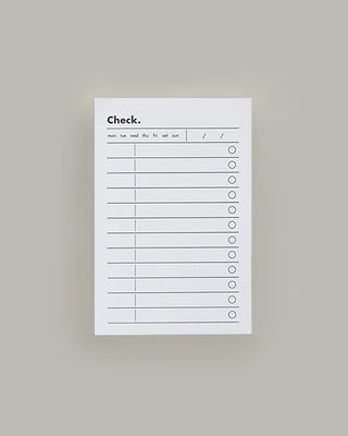 Check list memo pad with days of the week and check boxes