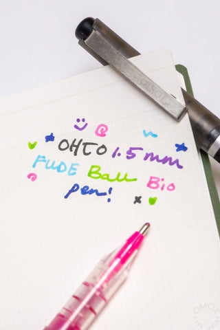 Pink 1.5mm Fude ball Bio pen with clear barrel and pink ink tip