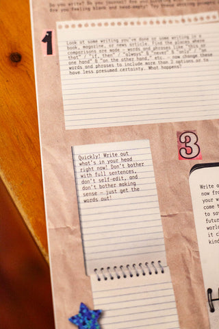 Notebook-style prompt card numbered 1 with a blue star decoration and lined writing