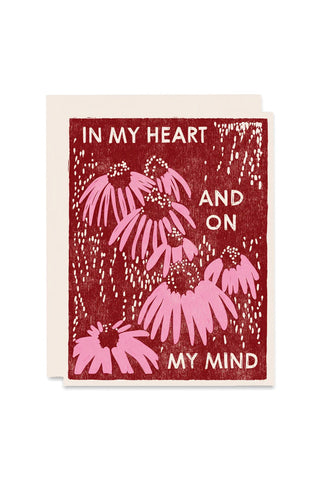 On My Mind Coneflowers Letterpress Card