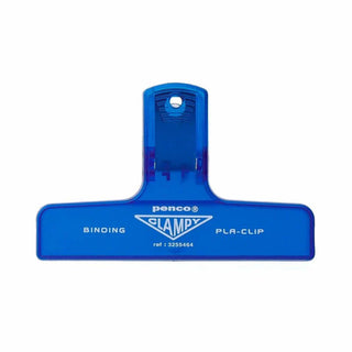 Clear blue penco clip on a white background