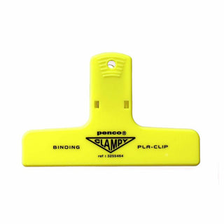 Neon Yellow penco binder clip on a white background
