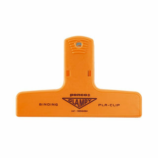 Orange binding clip with 'Penco' branding on a white background
