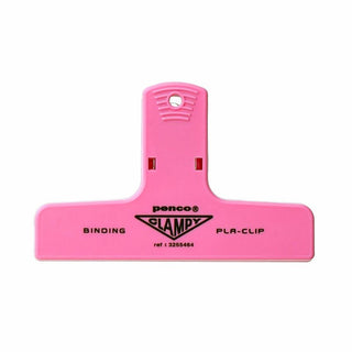 Pink penco binder clip on a white background