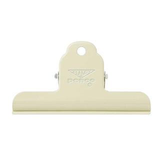 Ivory steel binder clip with top hole and embossed PENCO logo