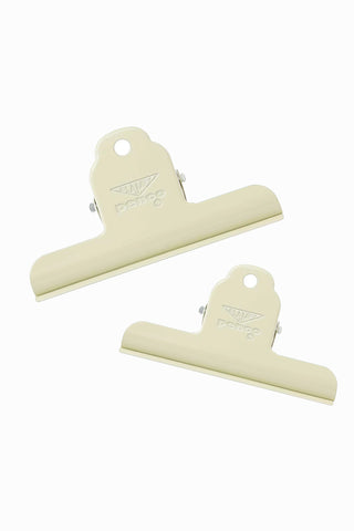 Ivory steel binder clips with plastic handles, two-piece view