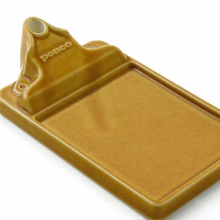 Brown ceramic tray on a white background