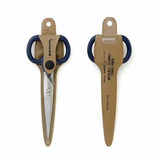 PENCO scissors with navy finger loops and brown leather sheath