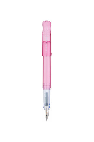 Pink fountain pen on a white background