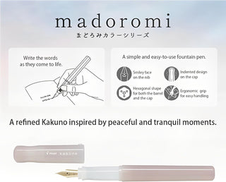 PILOT Kakuno Madoromi fountain pen with rosy pink barrel and gold medium nib