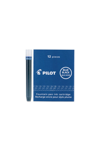 Fountain pen ink cartridge refill pack, 12 pieces, Blue Black ink