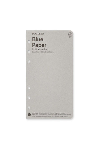 PLOTTER Refill Memo Pad Blue Paper 2mm Grid Quadrant Bible Size