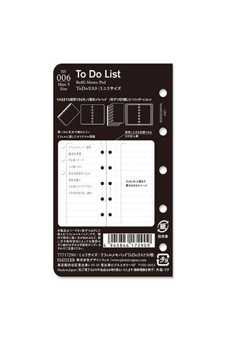PLOTTER Refill Memo Pad To Do List Mini 5 Size