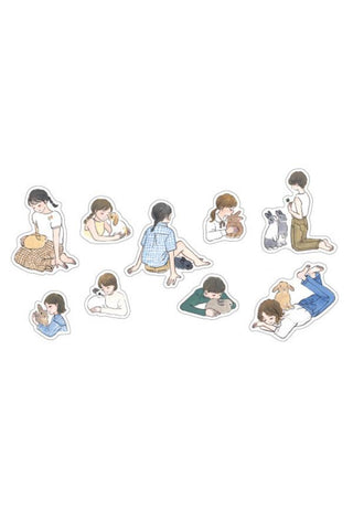 Papier Platz x Schinako Moriyama Flake Stickers Rabbit and Girl