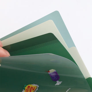 Person holding open pocket file folder