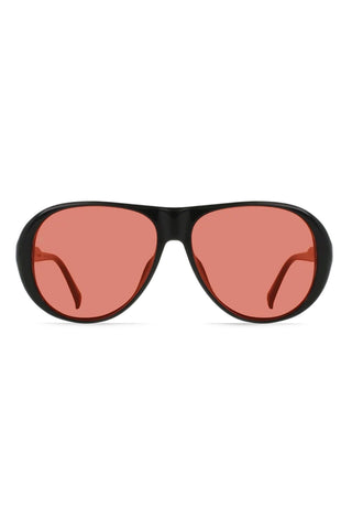 RAEN Jenever sunglasses with black frame and rose-pink tinted lenses