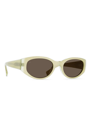 RAEN Kwela angled sunglasses with sage opal frame and brown tinted lenses