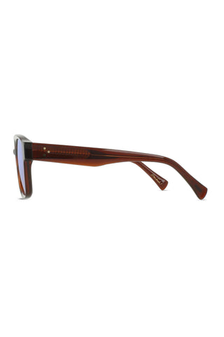 RAEN Rifka Cask sunglasses side view, tortoise frame with tinted lenses