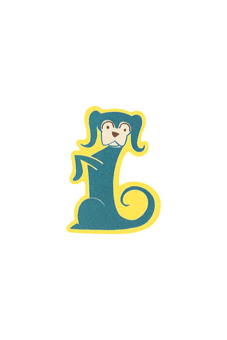 Retro style sticker of a dog illustration on a white background