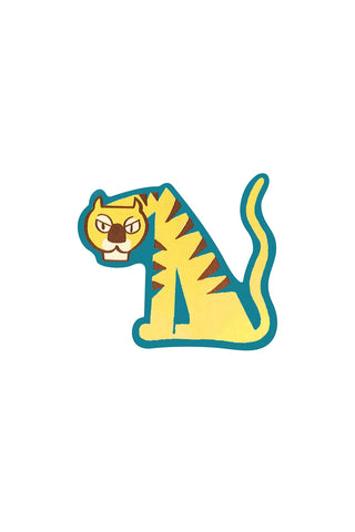 Sticker of yellow tiger illustration on a white background