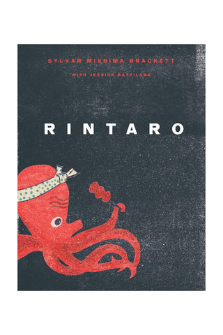 Book cover of 'Rintaro' with a red octopus illustration on a dark background