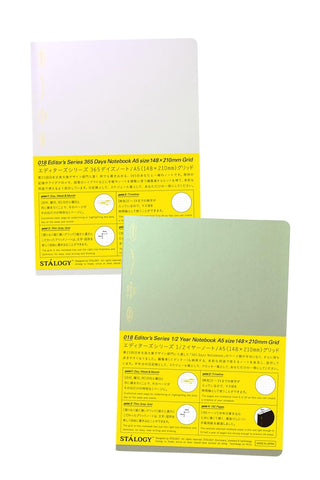 Two notebooks with yellow labels on a white background