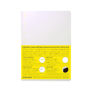 Stalogy notebook packaging with text and branding on a white background