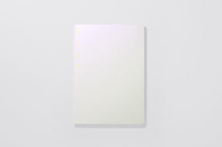 White notebook on a light gray background