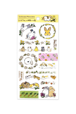 Sheet of decorative stickers with cute animal illustrations on a white background