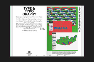 magazine with text and colorful design on a white background