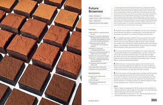 Brownies arranged in a grid with recipe on the right side.